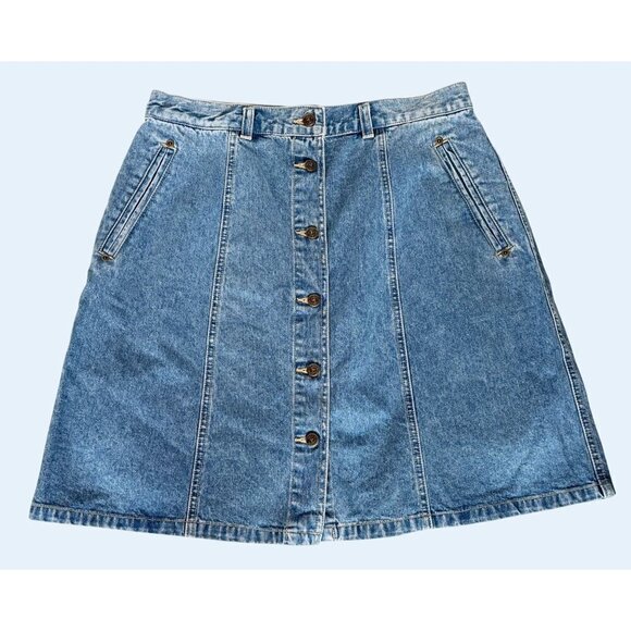 Vintage Liz Wear / Liz Claiborne 80s / 90s Button Front Denim Skirt Sz 29 - Picture 2 of 8